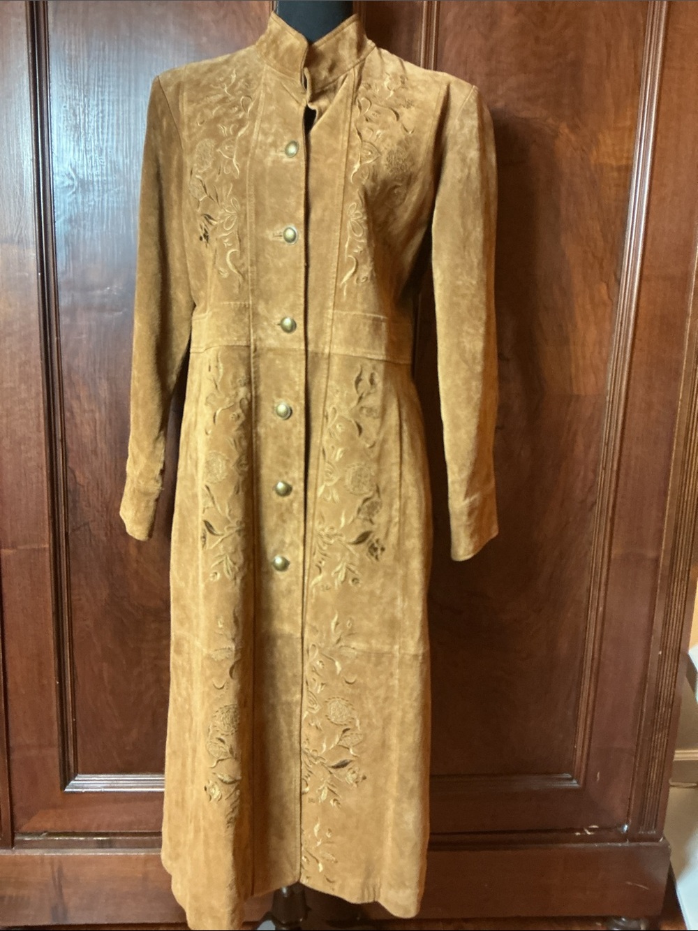 Margaret Godfrey Embroidered Suede Duster- Tan